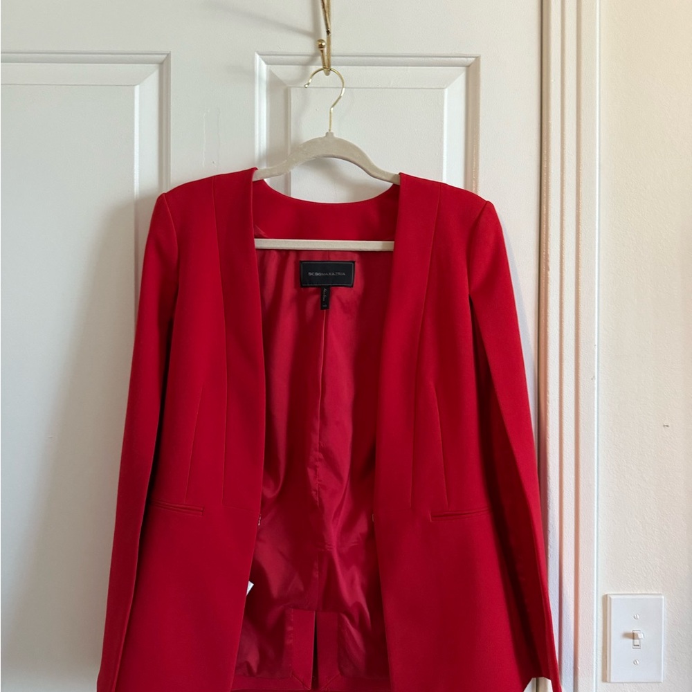 BCBGMaxAzria Red Cape Blazer